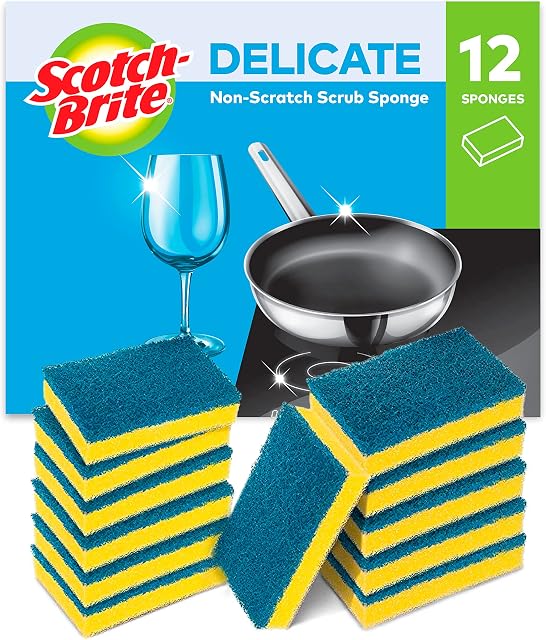 Scotch-Brite Delicate Non-Scratch Scrub Sponge, 12 pieces in pack