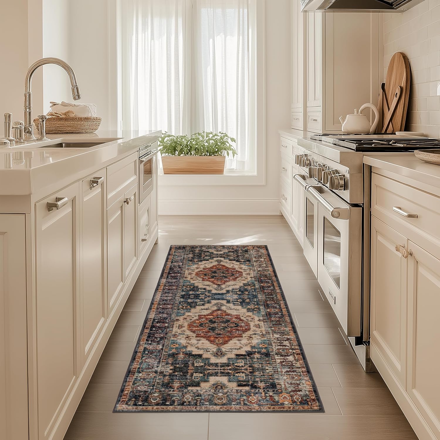 Area Rug for Bedroom Living Room, Washable Non-Slip Foldable Waterproof, Plush Soft for Office Dining Room Kids, Fluffy Easy to Clean, Decor Aesthetic Brown-Red, 2'×6'