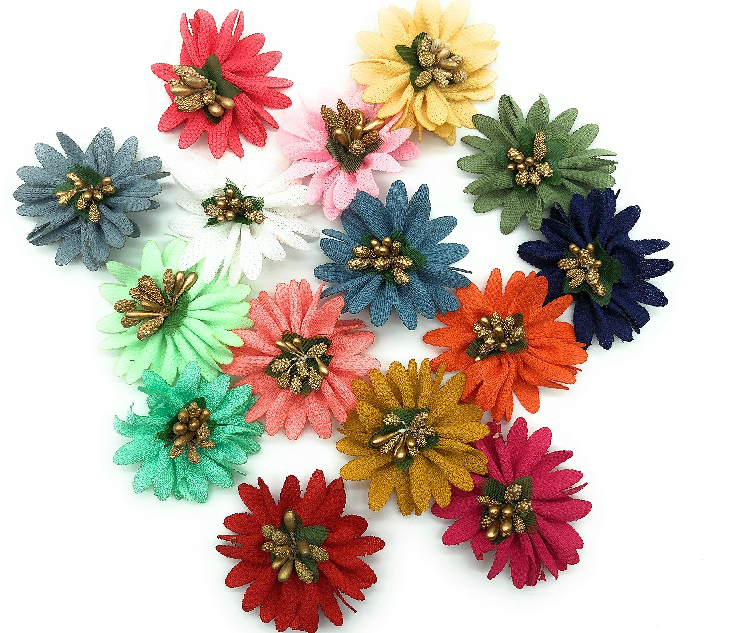 L A C E S T Y L E S, LS Colorful Handmade Appliques Embellishments Flower Fabric Patches (Multicolour, Pack of 15 Pieces)