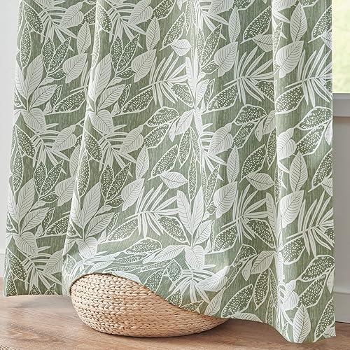 Miniatura 6 de COLLACT Cortinas 100% opacas de 84 pulgadas de largo, 2 paneles para dormitorio, cortinas con estampado de hojas de otoño para sala de estar,