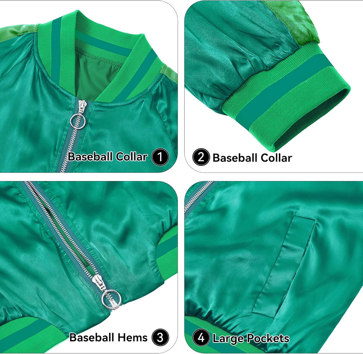 Zando Bomber Jacket Women 2025 - Lightweight Cropped Jacket Zip Up Casual Striped Women Jackets Trendy Outerwear with Pockets - Image 3