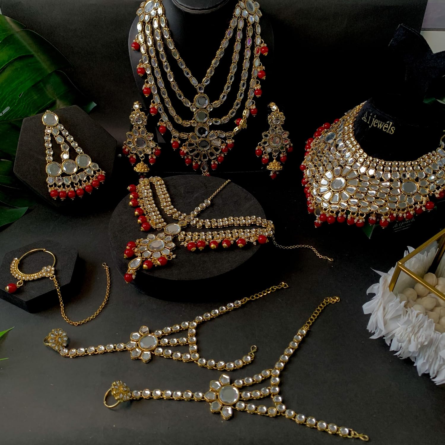 I Jewels Indian Wedding Collection Traditional Ethnic Gold Plated Pearl & Kundan Stone Work Bridal Jewellery Set For Women
