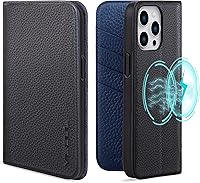 Vista 12 de VISOUL Pebbled - Funda de piel auténtica para iPhone 15 Pro Max con tarjetero y función atril magnético para iPhone 15 Pro Max (6.7 pulgadas)