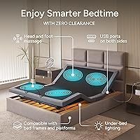 Vista 4 de Base de cama ajustable inteligente con doble masaje eléctrico - USB, luz debajo de la cama, gravedad cero, control de aplicación, inclinación