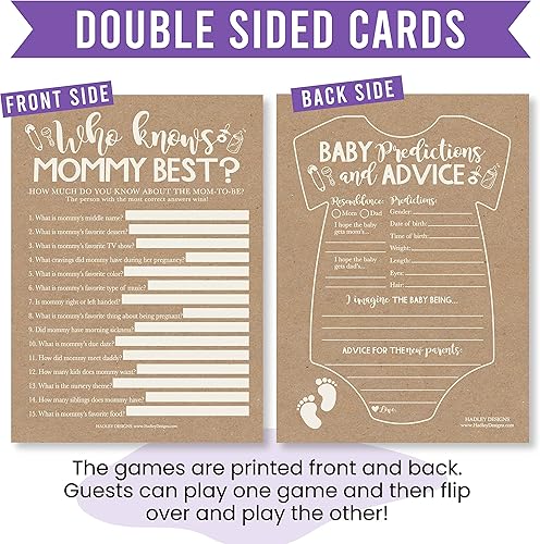 Miniatura 3 de Divertidos juegos de baby shower – 75 tarjetas de doble cara para 25 a 75 invitados, 6 juegos, predicciones, quién sabe mamá, vientre de cerveza o