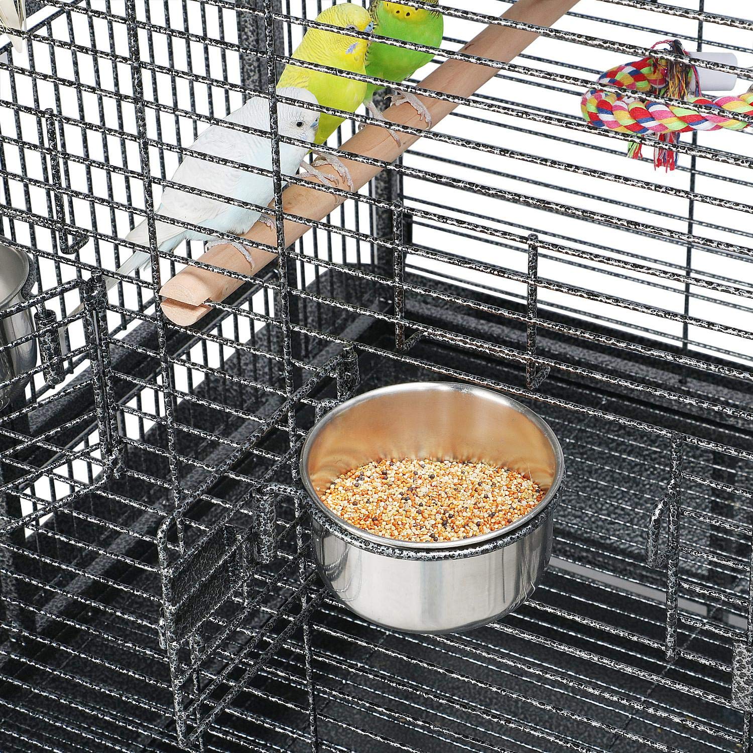 Yaheetech Grande Cage Oiseau Volière à Oiseaux Intérieur Extérieur pour Perruche Perroquet Mandarin avec 4 Roulettes 81x76x174cm Métal