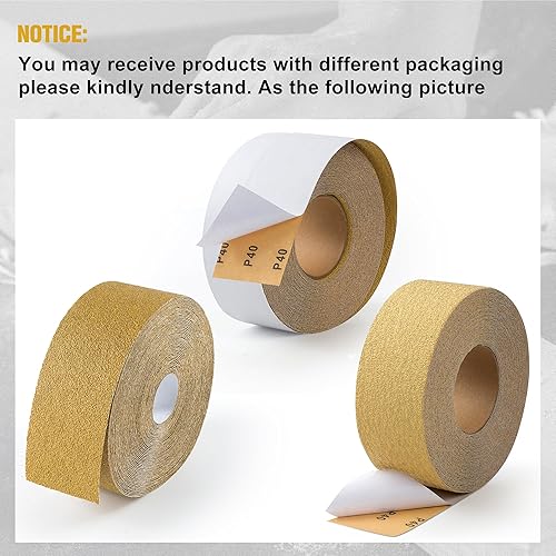 Miniatura 7 de Longboard - Papel de lija de grano 220, 2-34 pulgadas x 20 yardas, autoadhesivo, papel de lija PSA, rollo de papel de lija de óxido de aluminio,