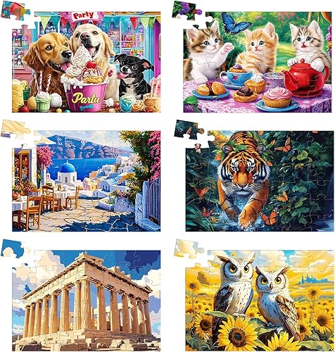 Paquete de 6 rompecabezas de 36 piezas grandes para personas mayores, productos de demencia y Alzheimer, actividades para adultos mayores,