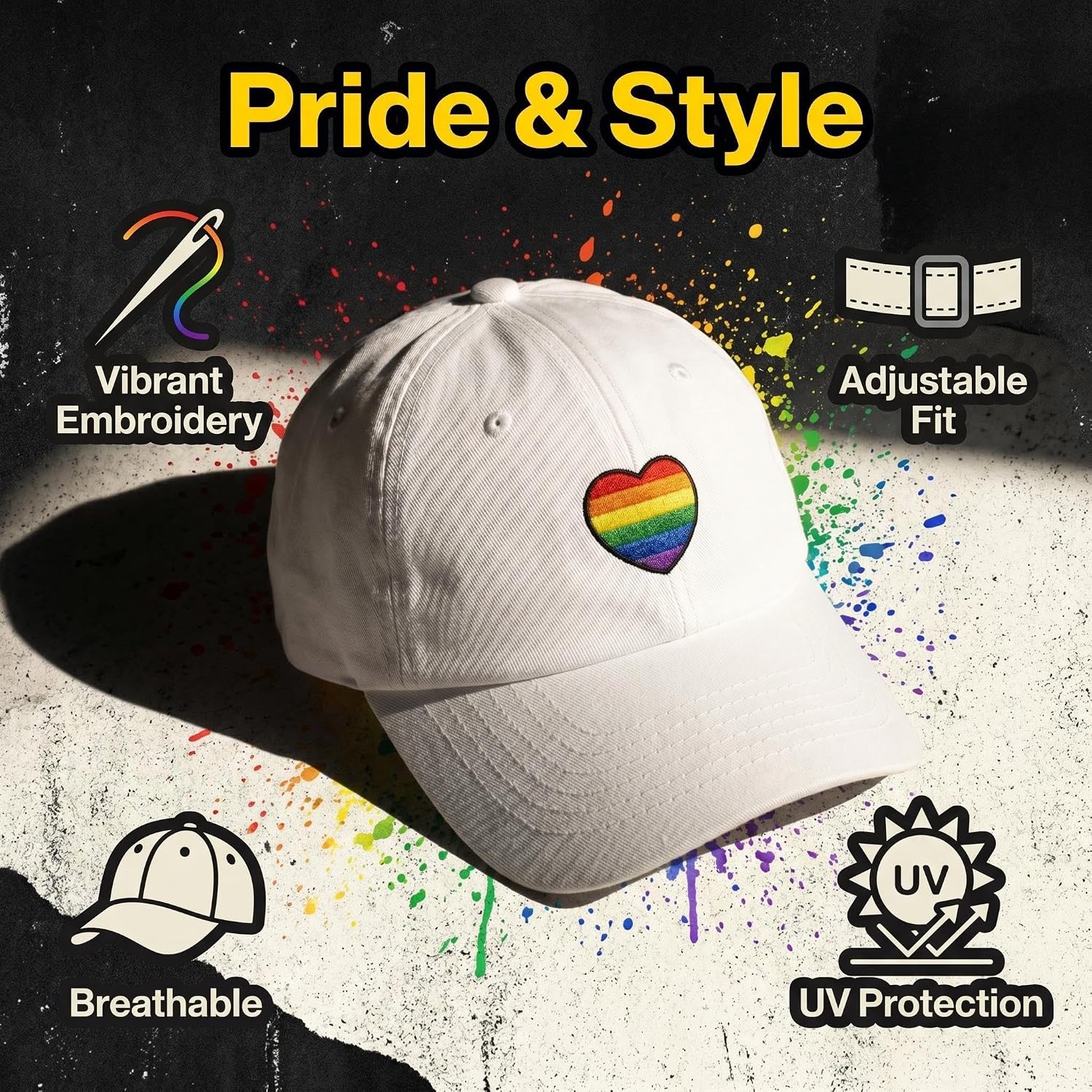 Embroidered Pride Hat LGBT Cap Low Profile Distressed Dad Hat