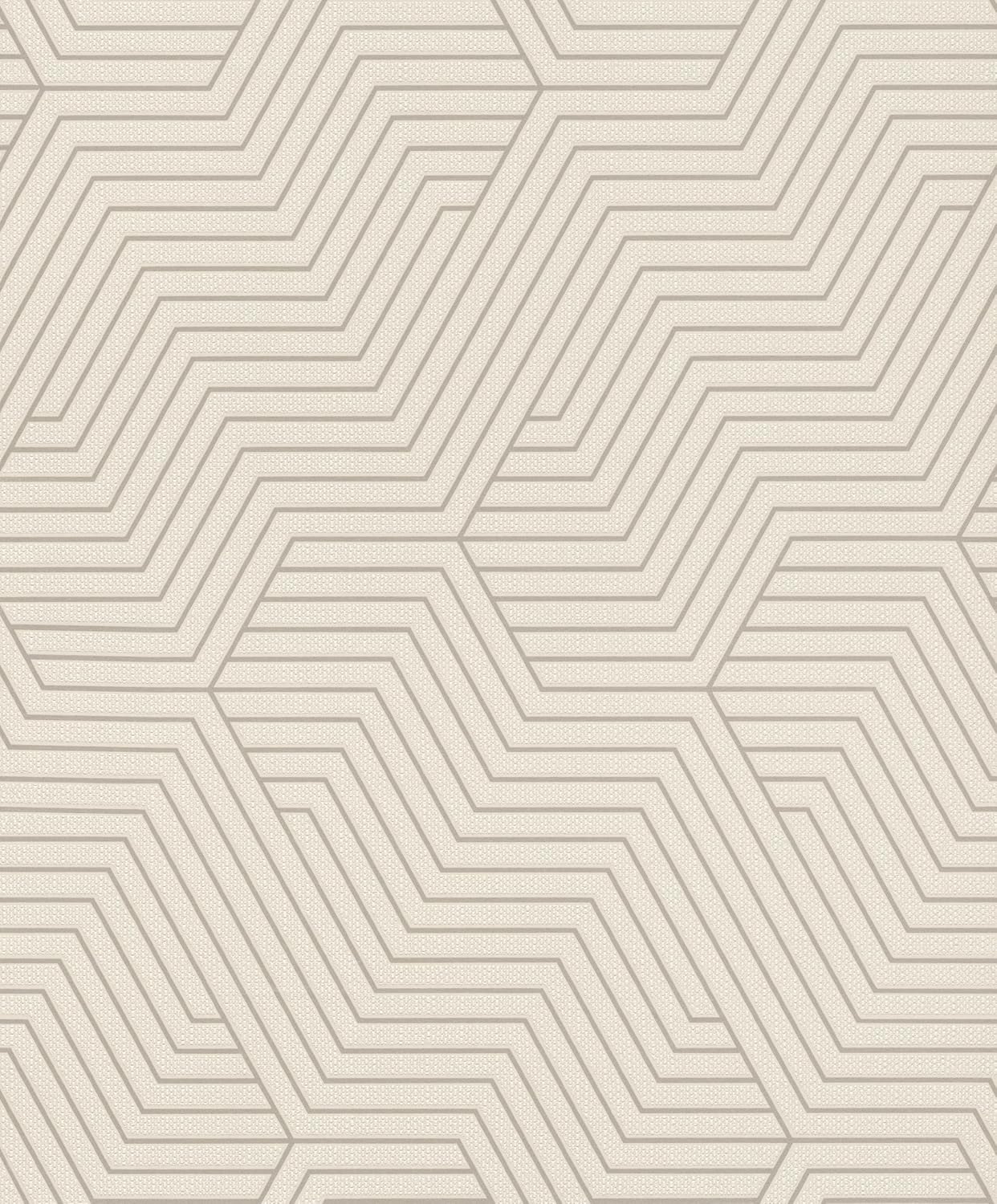 Rasch Wallpaper 312515 Light Non-Woven Wallpaper in Cream White with Geometric Pattern from The Deco Style Collection