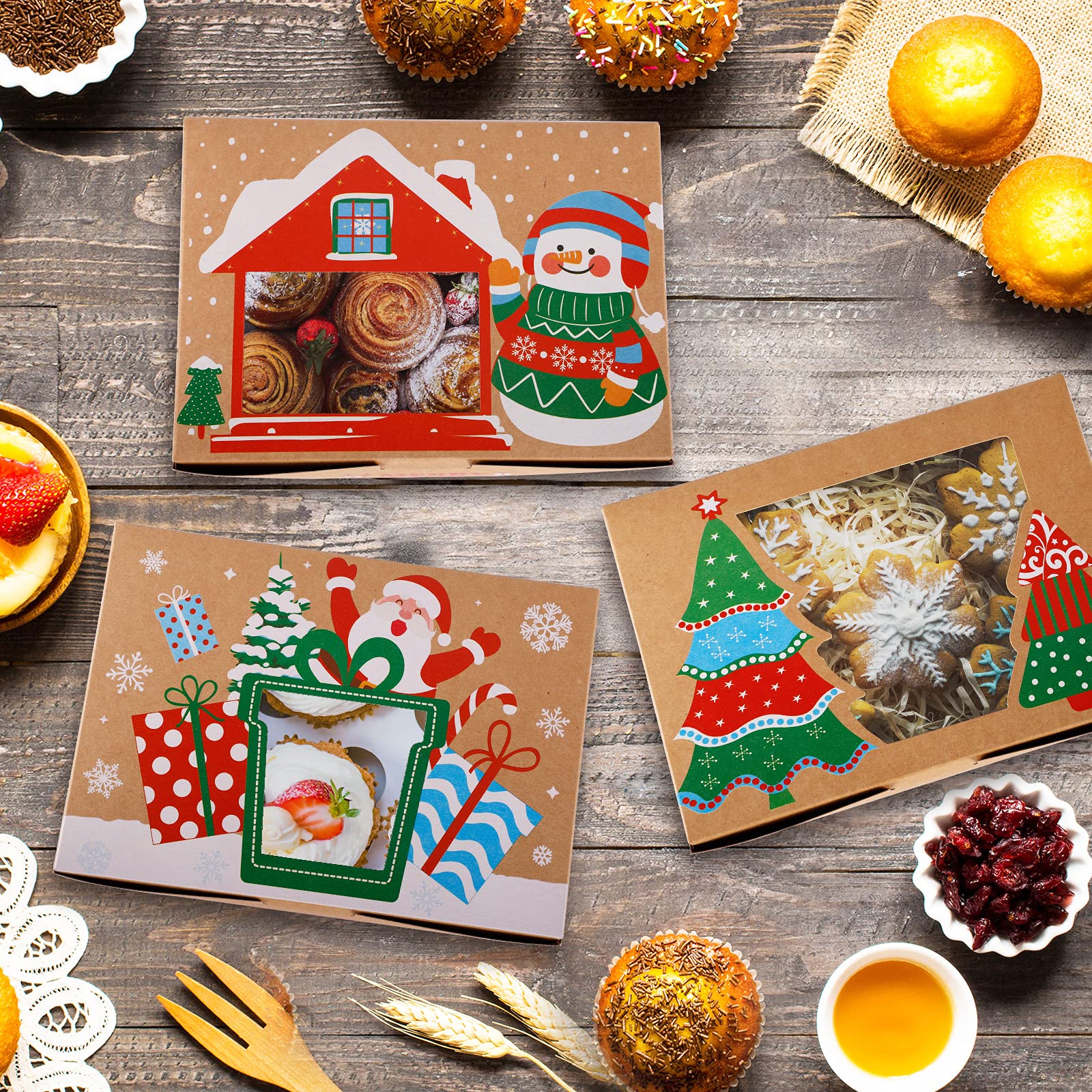 36 Cajas De Regalo Navideñas Con Cinta Y Etiquetas - 8x8x9 Cm, Para Dulces, Galletas Y Pequeños Detalles