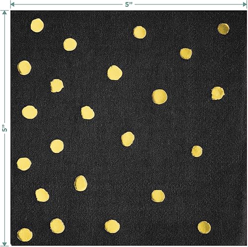 Miniatura 4 de HOME & HOOPLA Platos llanos de papel negro, blanco y dorado para fiesta de graduación, servilletas de almuerzo y tenedores (sirve 16)