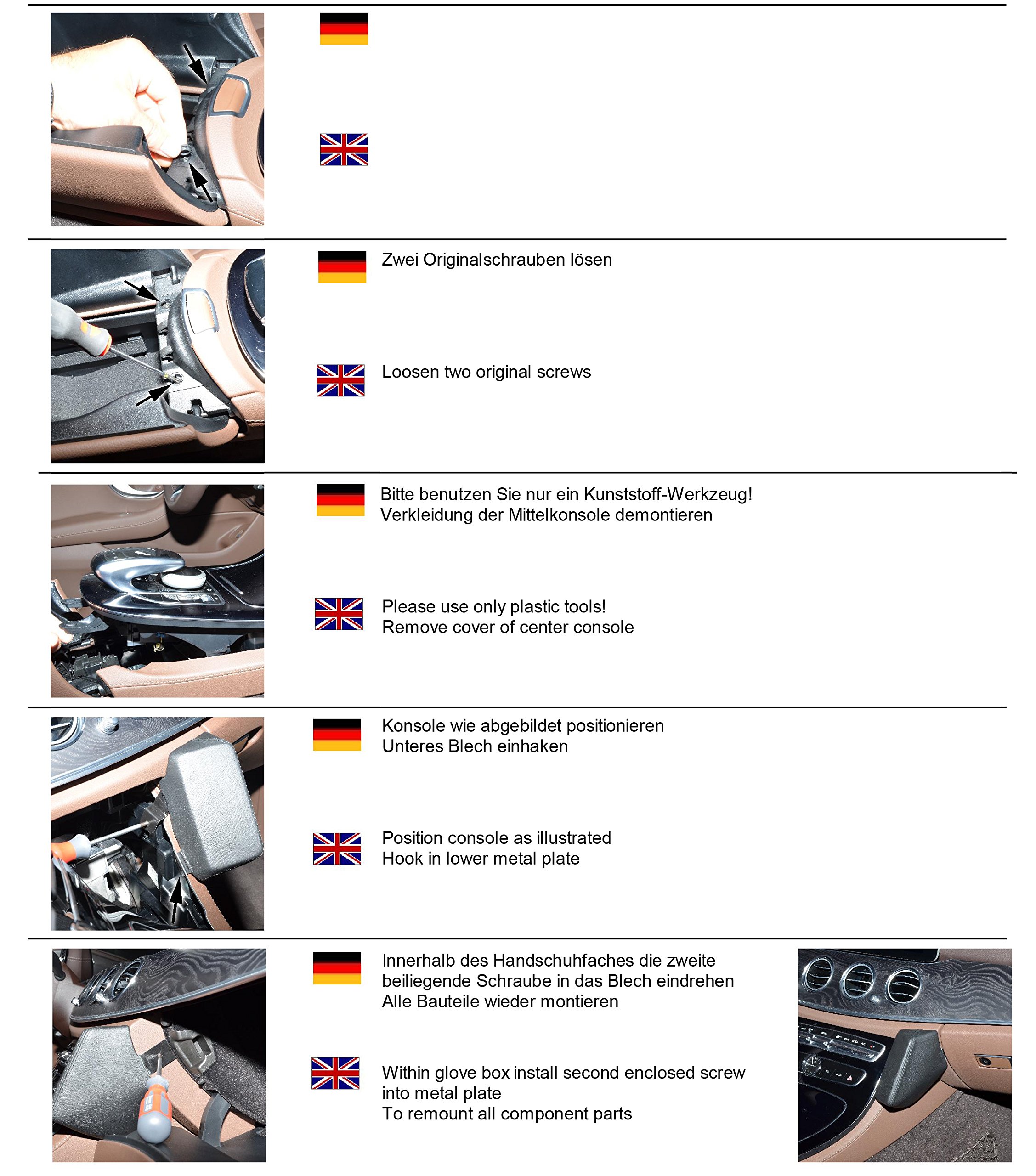 KUDA 2355 Uchwyt sztuczna skóra czarny do Mercedes klasy E (W213 / S213) od 04/2016