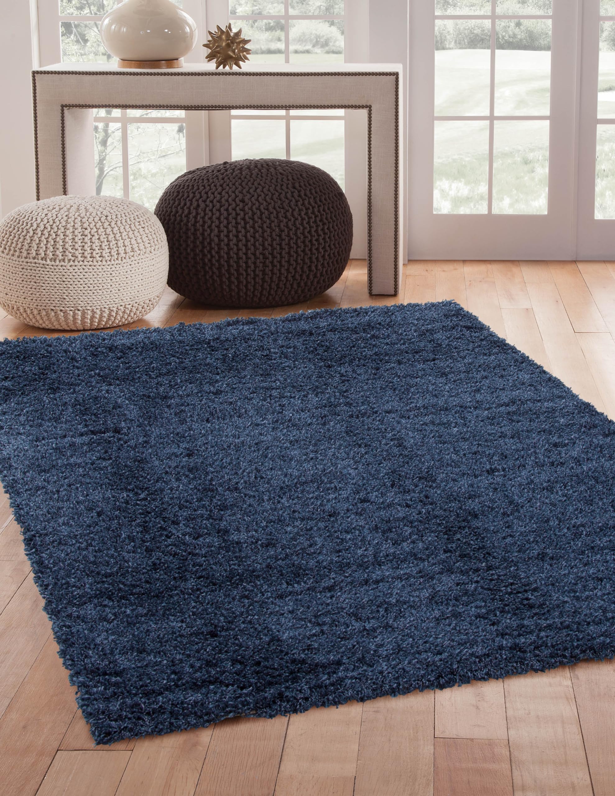GOWE Shag Slate Blue Area Rug 5x8