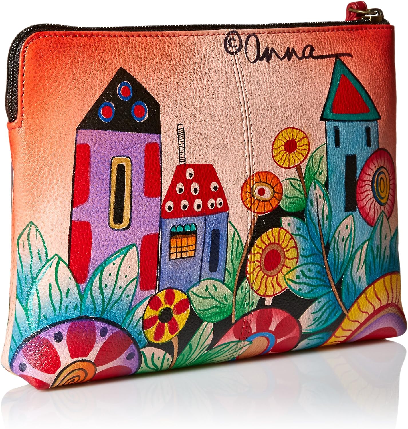 Anna by Anuschka Women's Hand Painted Genuine Leather Wristlet Clutch