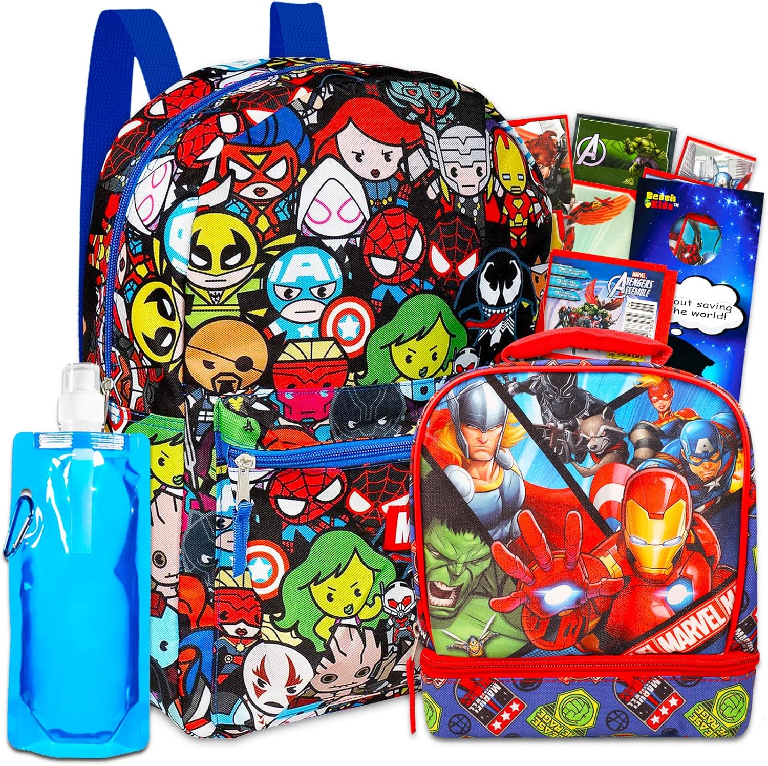 Avengers Backpack with Lunch Bag Bundle with 16” Avengers Backpack for Boys 812