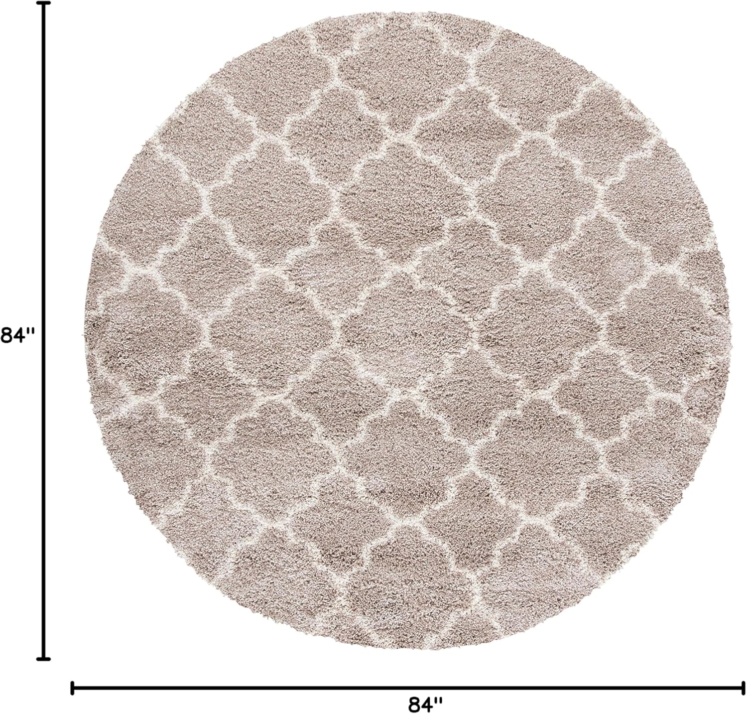 SAFAVIEH Hudson Shag Collection 7' Round Beige/Ivory SGH282F Moroccan Trellis Non-Shedding Living Room Bedroom 2-inch Thick Area Rug