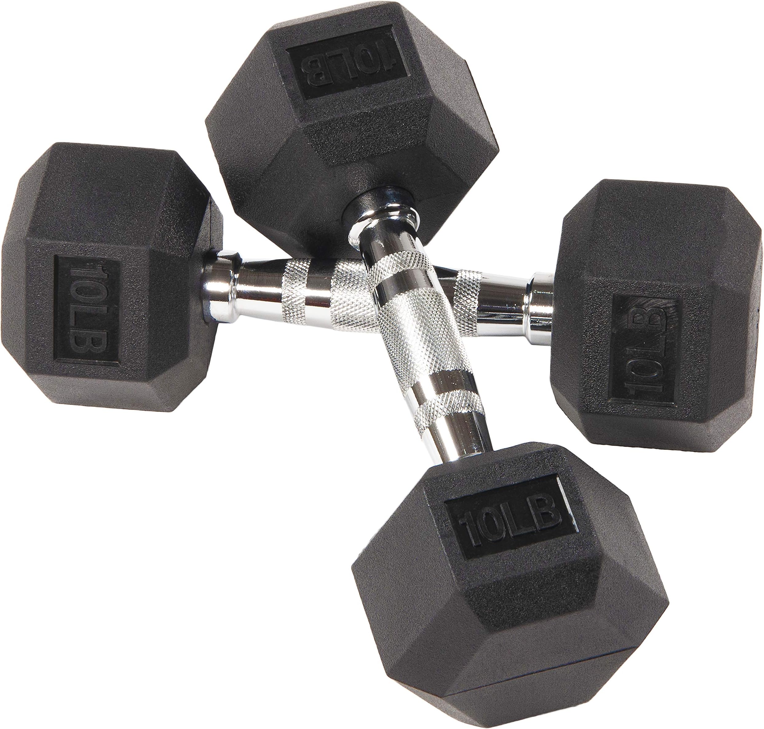 Signature Fitness Premium Rubber Encased Hex Dumbbell