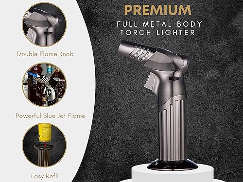 Miniatura 4 de Kit de ahumador de cóctel prémium con antorcha, infusor de ahumador de bebida de whisky dorado, 100% madera de nogal para bourbon a la antigua, 4