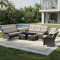 Vista 57 de Joyside Silla mecedora giratoria para exteriores para patio, mecedora de mimbre para exteriores con cojines de tela de olefina adecuada para porche