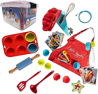 Riki's kingdom Real Kids Deluxe baking/cooking with Cupcake pan set in a storage box with recipes/Cupcake cups/decorating ...