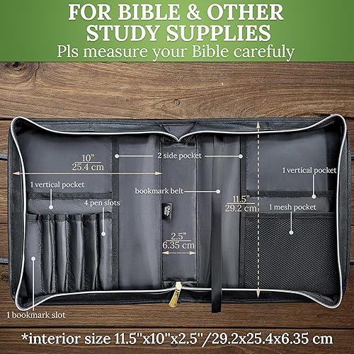 Miniatura 3 de DEHITE Fundas para la Biblia para mujer, tamaño grande, bolsa para la Biblia para libros de hasta 8 x 7.3 x 2.2 pulgadas, bolsillo con cremallera,