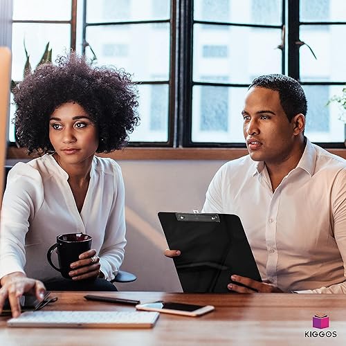 Miniatura 8 de Paquete de 6 portapapeles de plástico negros con clip de metal de perfil bajo, 12.5 x 9 pulgadas, tamaño carta, juego de clases a granel, tableros