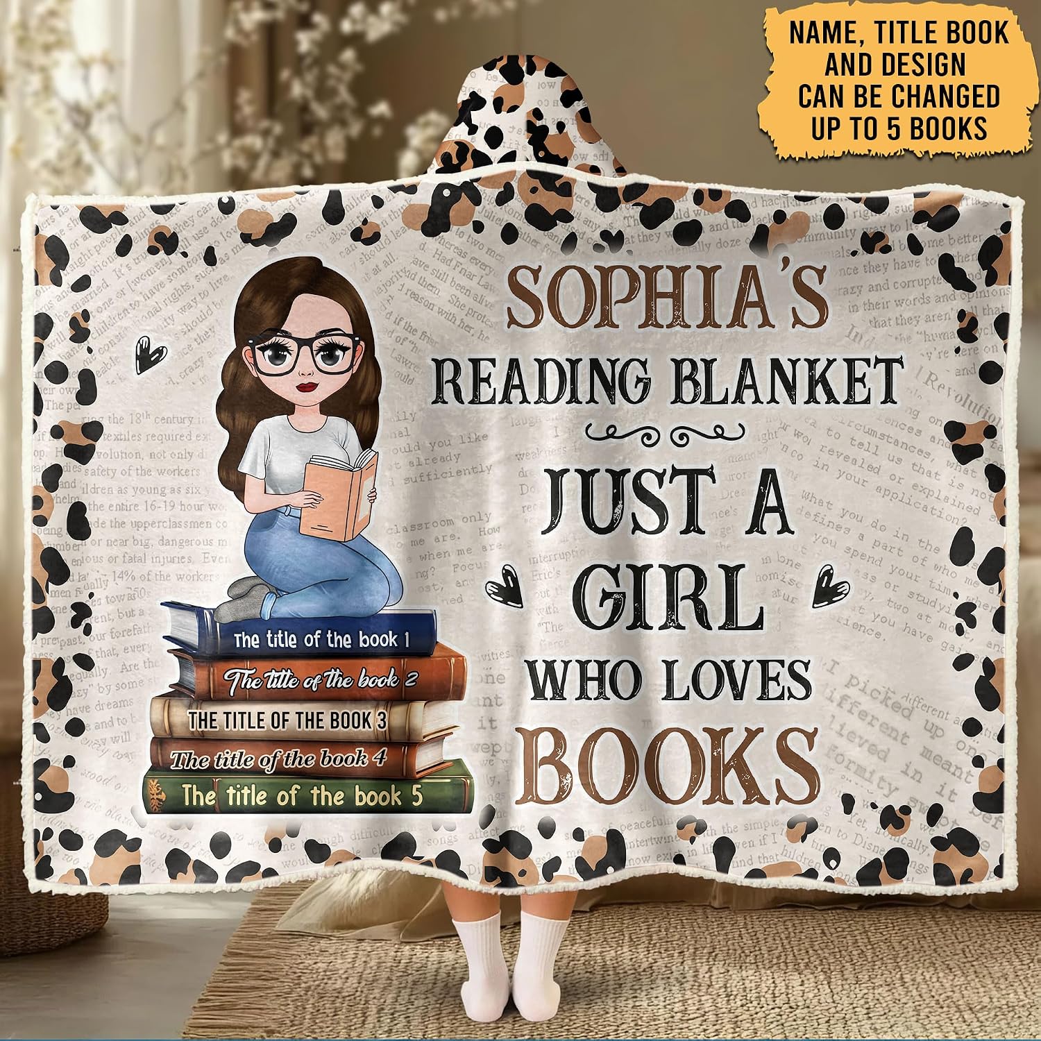 Hyturtle Personalized Wearable Reading Blanket - Hooded Reading Blanket For Book Lovers - Bookish Hoodie Blanket Gift