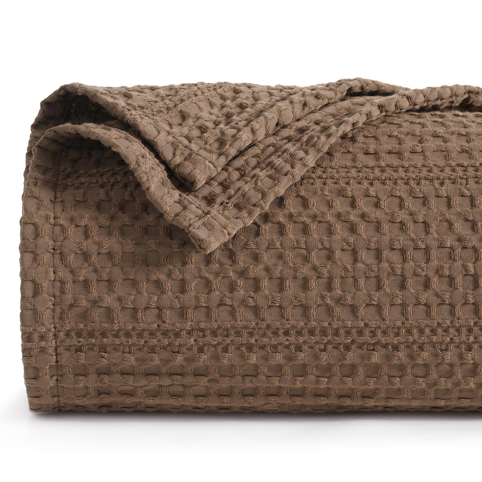 PHF Lightweight Waffle Weave Blanket Twin Size 66"x 90", Soft Woven Summer Blanket for Hot Sleepers - Aesthetic Home Decor for Couch Bed Sofa, Pet Friendly, Cocoa Brown