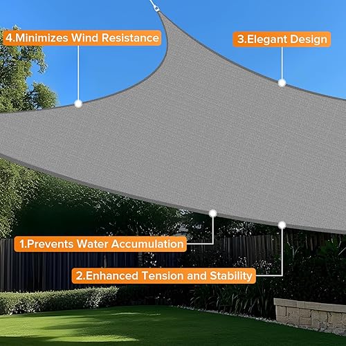 Miniatura 4 de Artpuch - Toldo tipo vela, de 6.53ozm, bloquea los rayos ultravioleta, ideal para el patio, jardín, instalaciones y actividades al aire libre (10 x