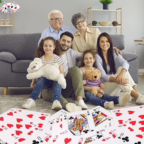 Miniatura 6 de 2 barajas de 8 x 11 pulgadas, cartas gigantes de póquer, tarjetas grandes de gran tamaño para niños, adultos, personas mayores, juegos de cartas,