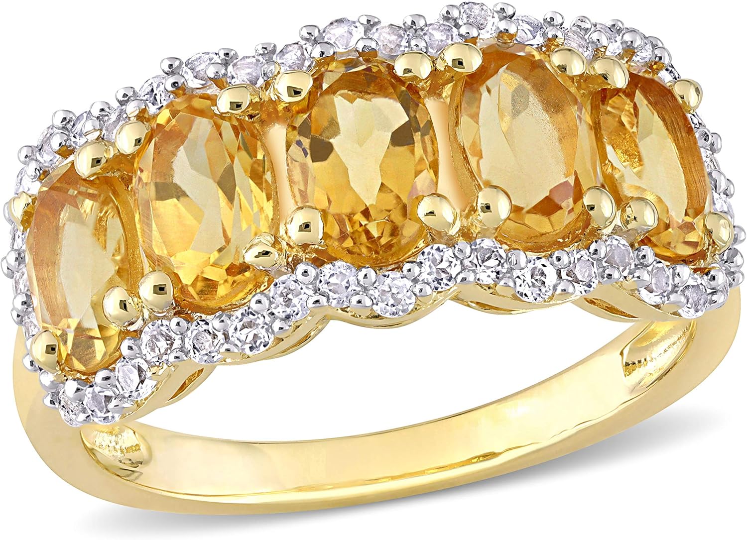 Womens Oval Cut Gemstone Wide Band Ring in 925 Sterling Silver