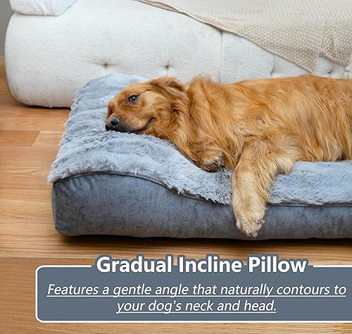 Miniatura 3 de Cama grande para perros con almohada suave de ángulo bajo. Tela de cama de lujo cómoda y suave. Con parte inferior antideslizante, cama lavable para