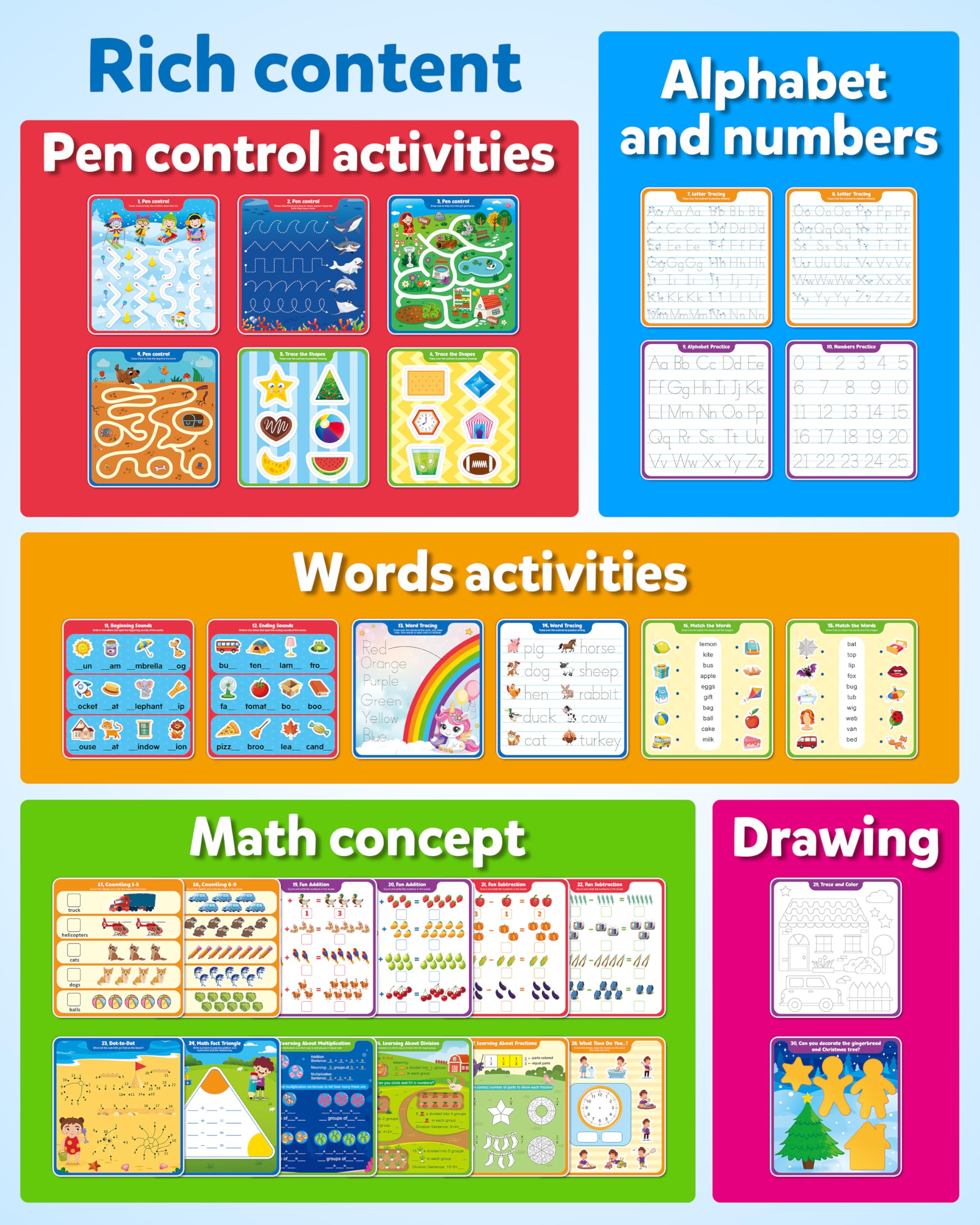 Coogam Montessori Tableau à cent pour l'écriture manipulative en bois, jouets Montessori chiffres de 1 à 100, pratique de l'écriture de l'alphabet pour activité éducative préscolaire, jeu