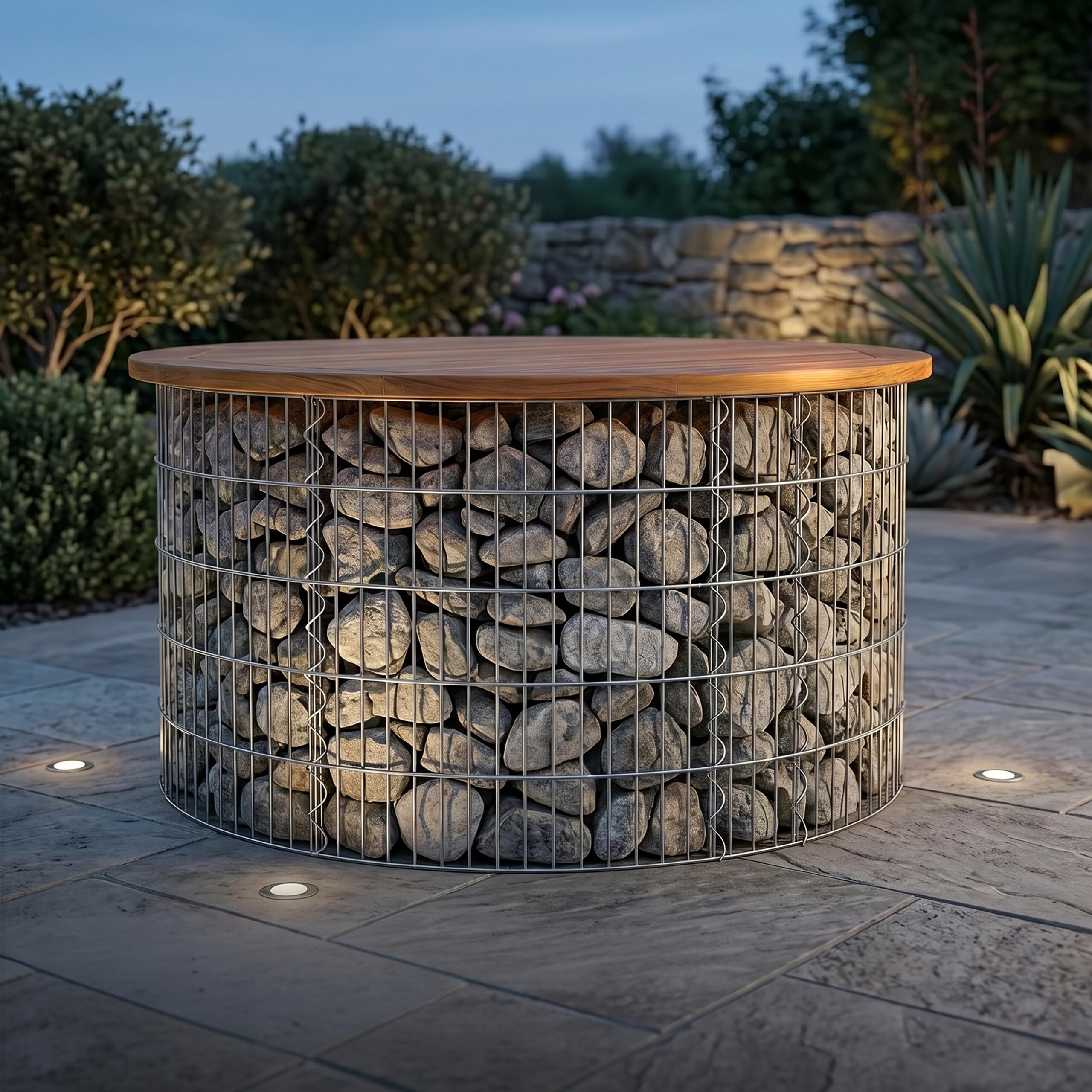 Relaxdays gavión redondo, bancal elevado, cesta piedra, 3,5 mm, plateado | Se puede plantar, Alt. x Diám.: 40 x 90 cm, muro de gaviones, acero