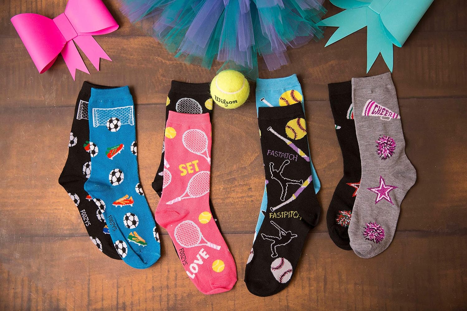 Foozys Women’s Crew Socks | Tennis Anyone Sports Novelty Socks | 2 Pair - Image 2