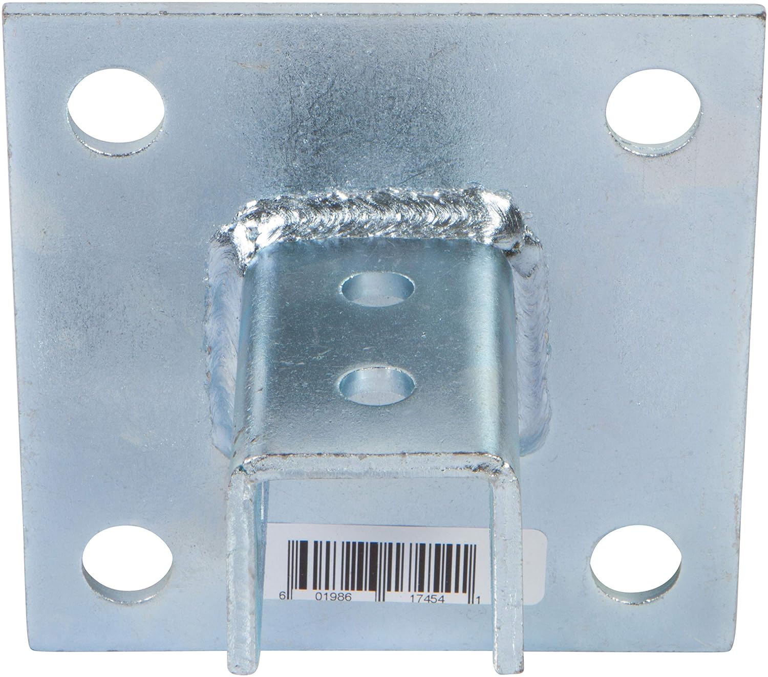 Morris Products 17454 Post Base Channel 4 Hole Square – For 1-5/8” Strut – Side Orientation, Galvanized Steel – 6” x 6” Base – Secures Strut Assembly to Floors, Surfaces, 1-Pack