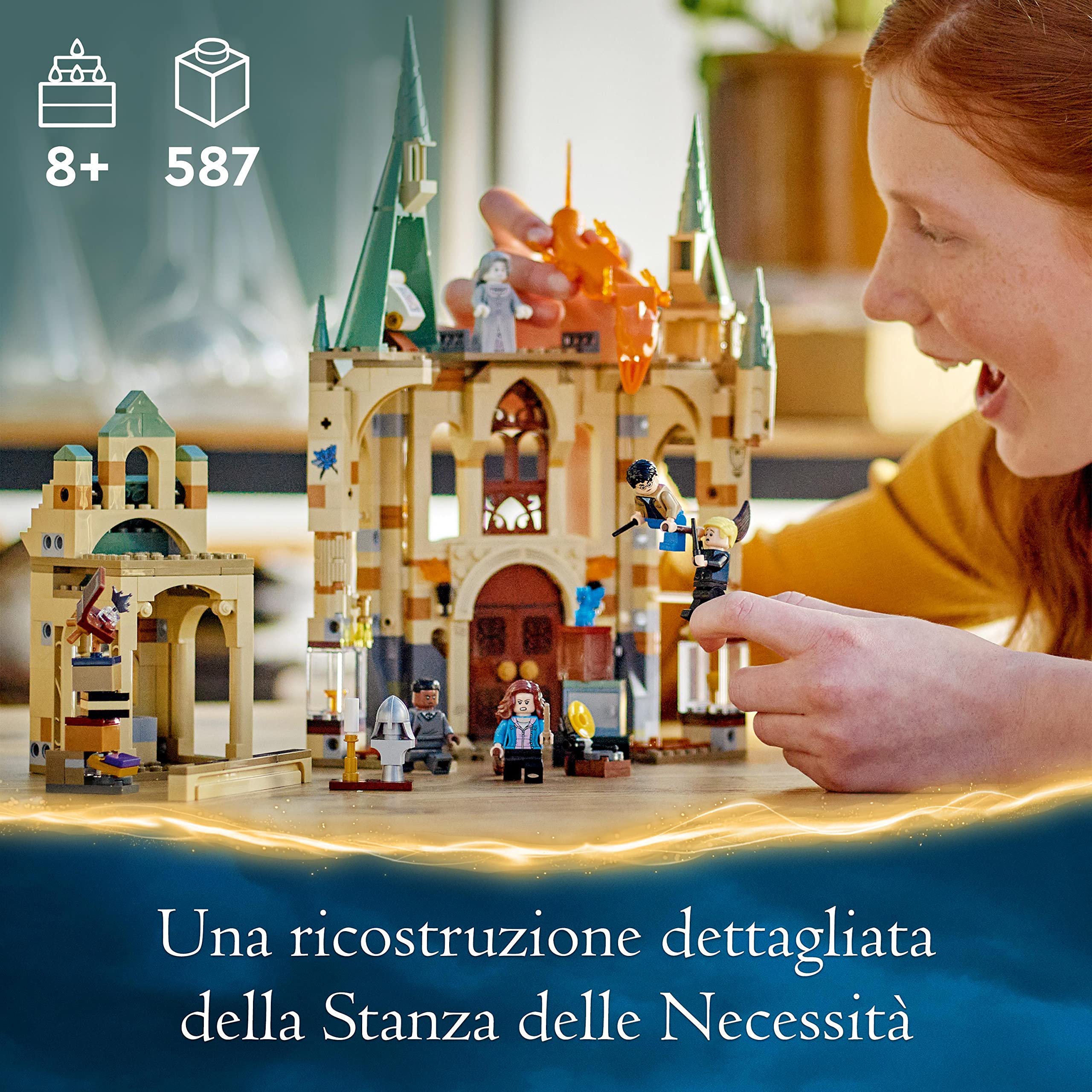 LEGO 76413 Harry Potter Hogwarts: la Stanza delle Necessità, Castello Giocattolo per Bambini e Bambine con Serpente di Fuoco Trasformabile, Set Costruzione Modulare da i Doni della Morte