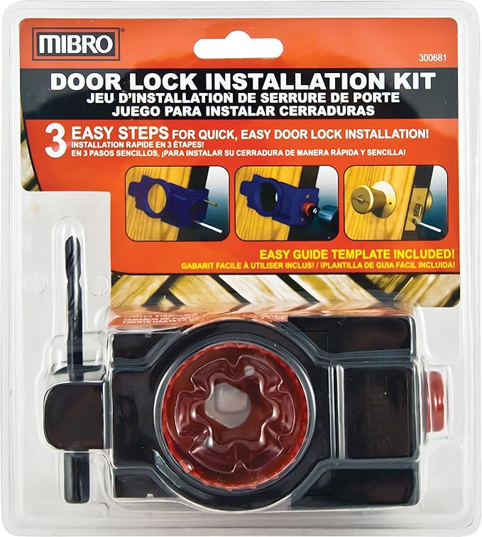 MIBRO 300681 Kit de instalación de cerradura de puerta y cerrojo de acero al carbono para