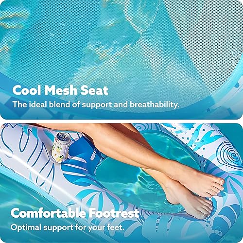 Miniatura 3 de SLOOSH Paquete de 2 flotadores inflables para piscina para adultos, flotador de piscina para sala de estar, balsa, flotadores, silla reclinable