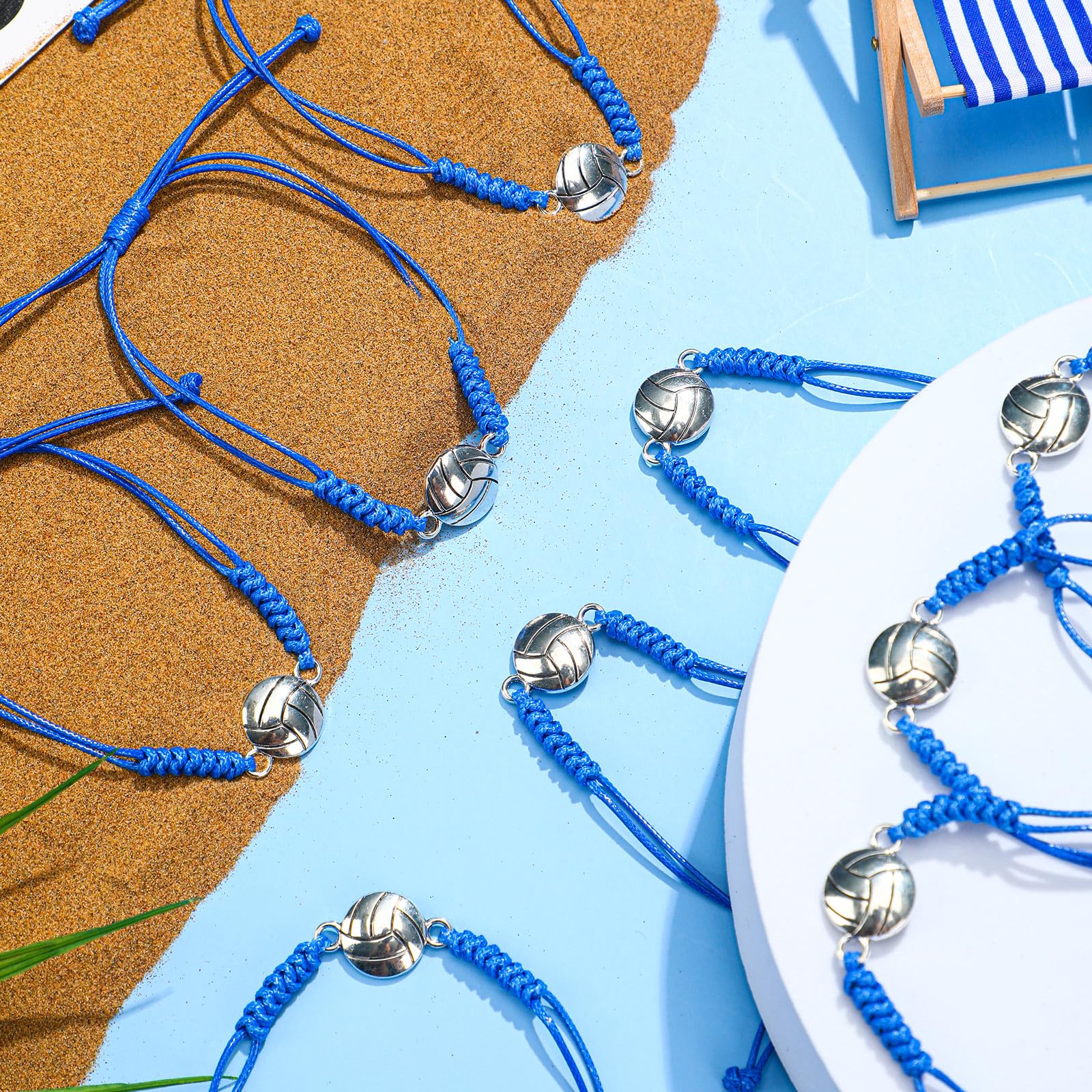 Jadive - 20 braccialetti intrecciati regolabili a forma di pallavolo, ideali come regalo per giocatori di pallavolo, ideali come souvenir per ragazze, ragazzi e ragazzi