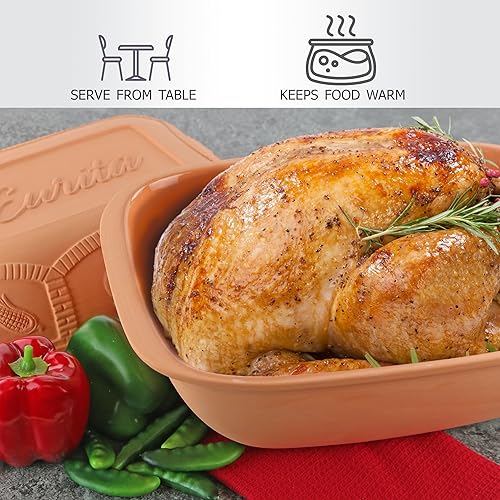 Miniatura 3 de Eurita - Asador de arcilla de 7.2 cuartos de galón, loza antiadherente, sin toxinas, cocina saludable en olla de arcilla, horno holandés de cocina
