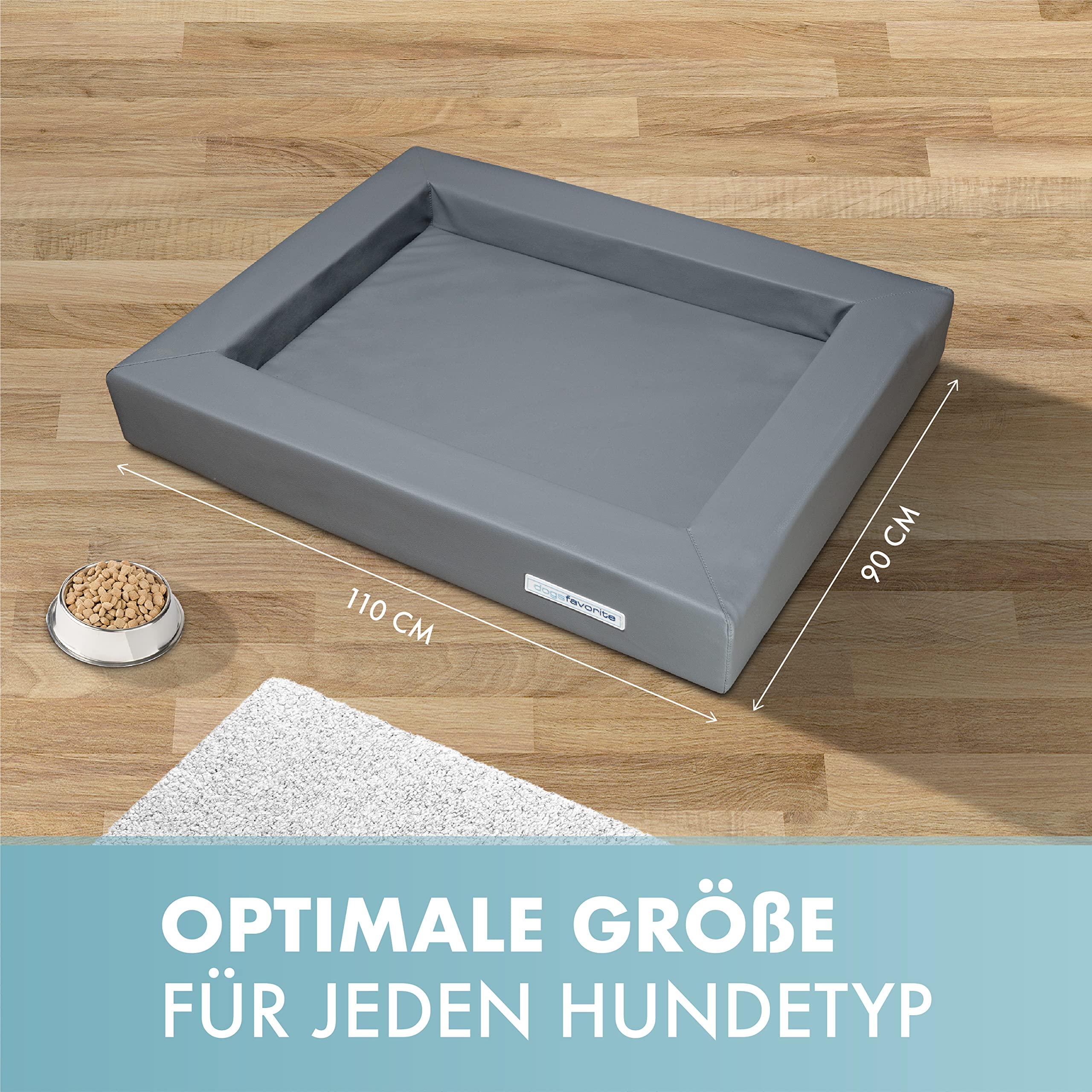 Hunde-Bett - waschbares Hundekörbchen - hochwertiges Hundesofa - gelenkschonendes Hundekissen - robuste Hundematte - Hundekorb - Gr. L 110 x 90cm - dunkelgrau