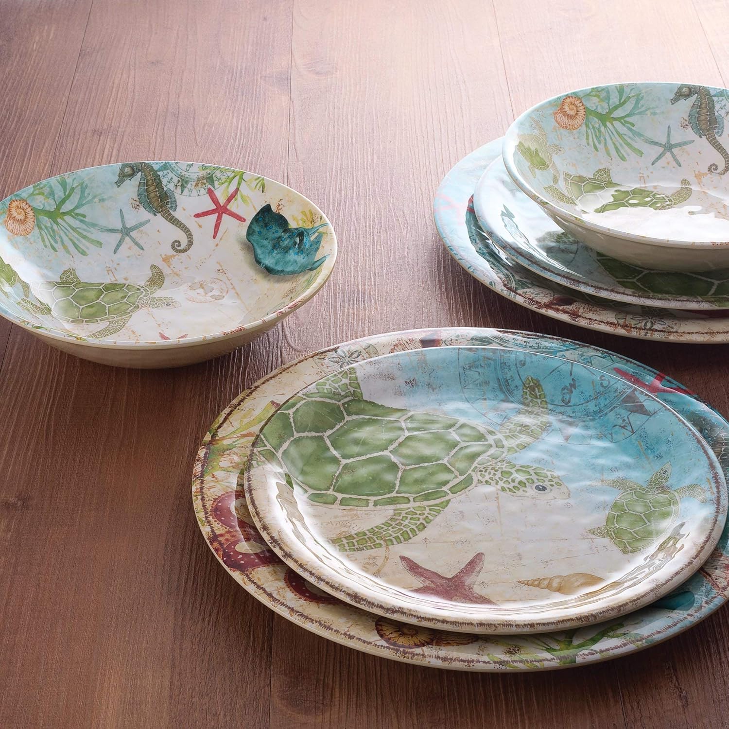 Supreme Housewares 6-Piece Sealife Turtle 9" Melamine Plate Set