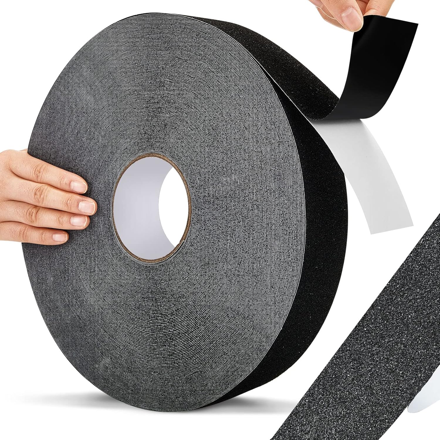 Amylove 230 Ft Driveway Basketball Tape Outdoor Court Tape Adhesive Court Marking Tape Court Lines for Tennis Badminton Parking Floor Pavement Driveway Indoor, 2 in Wide (Black, PVC)