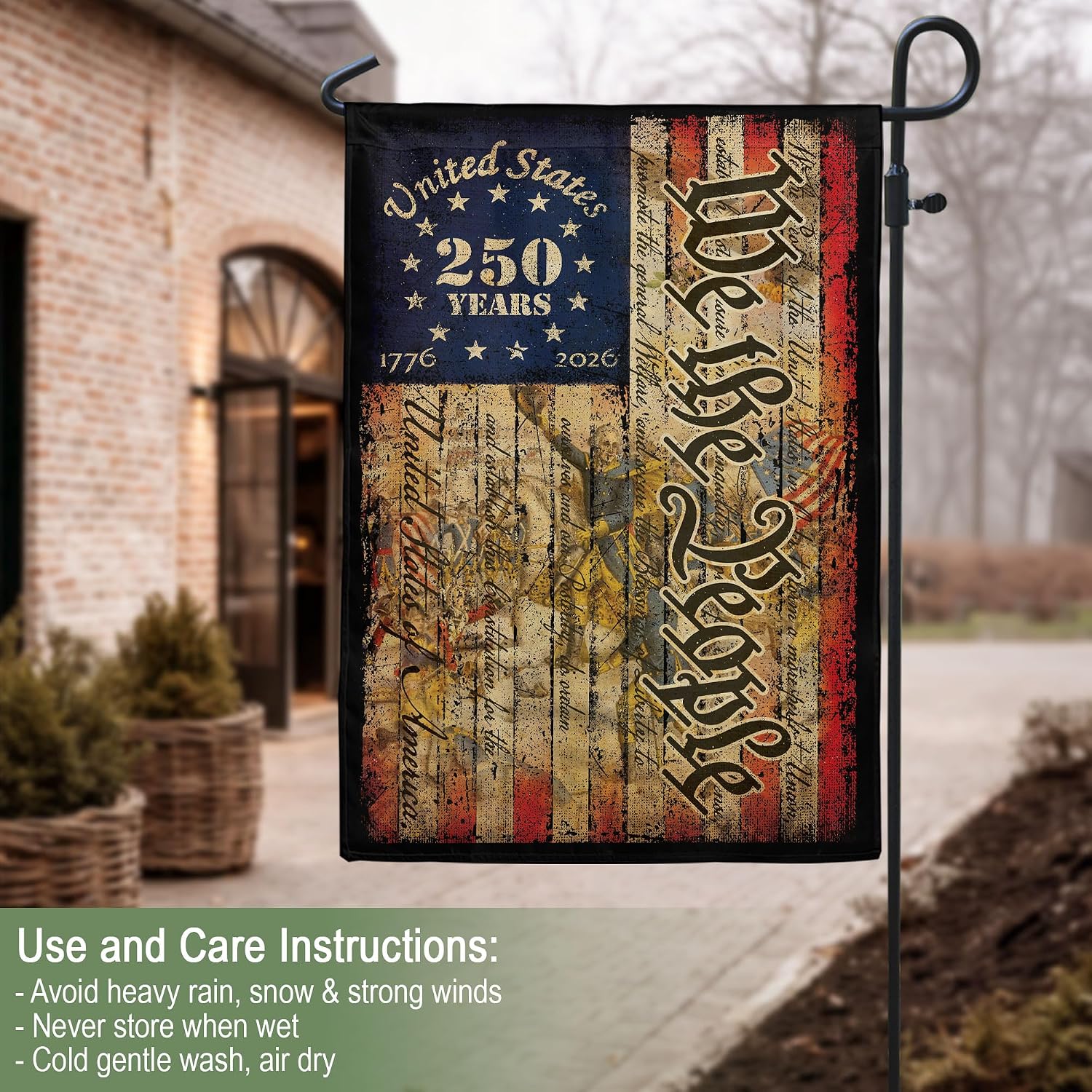 250 Anniversary Usa Flag, We The People Flag, 250th Year America Garden Flags, 1776-2026 Commemorative, Two-sided Print, Garden Flags For Outside, American 250th Anniversary Patriotic Design 4 (12x18 Inch)