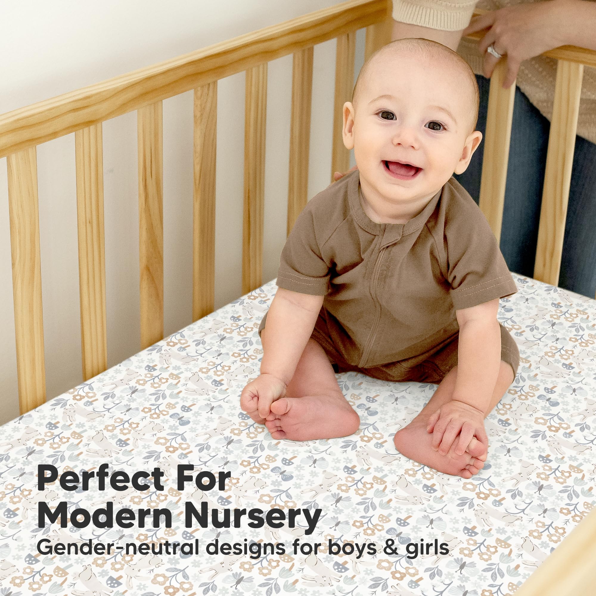 Paquete de 2 sábanas impermeables para cuna de bebé para niños y niñas, 52 x 28 pulgadas, viscosa derivada de bambú, sábana de cama para niños pequeños, funda protectora de colchón ajustable para cama