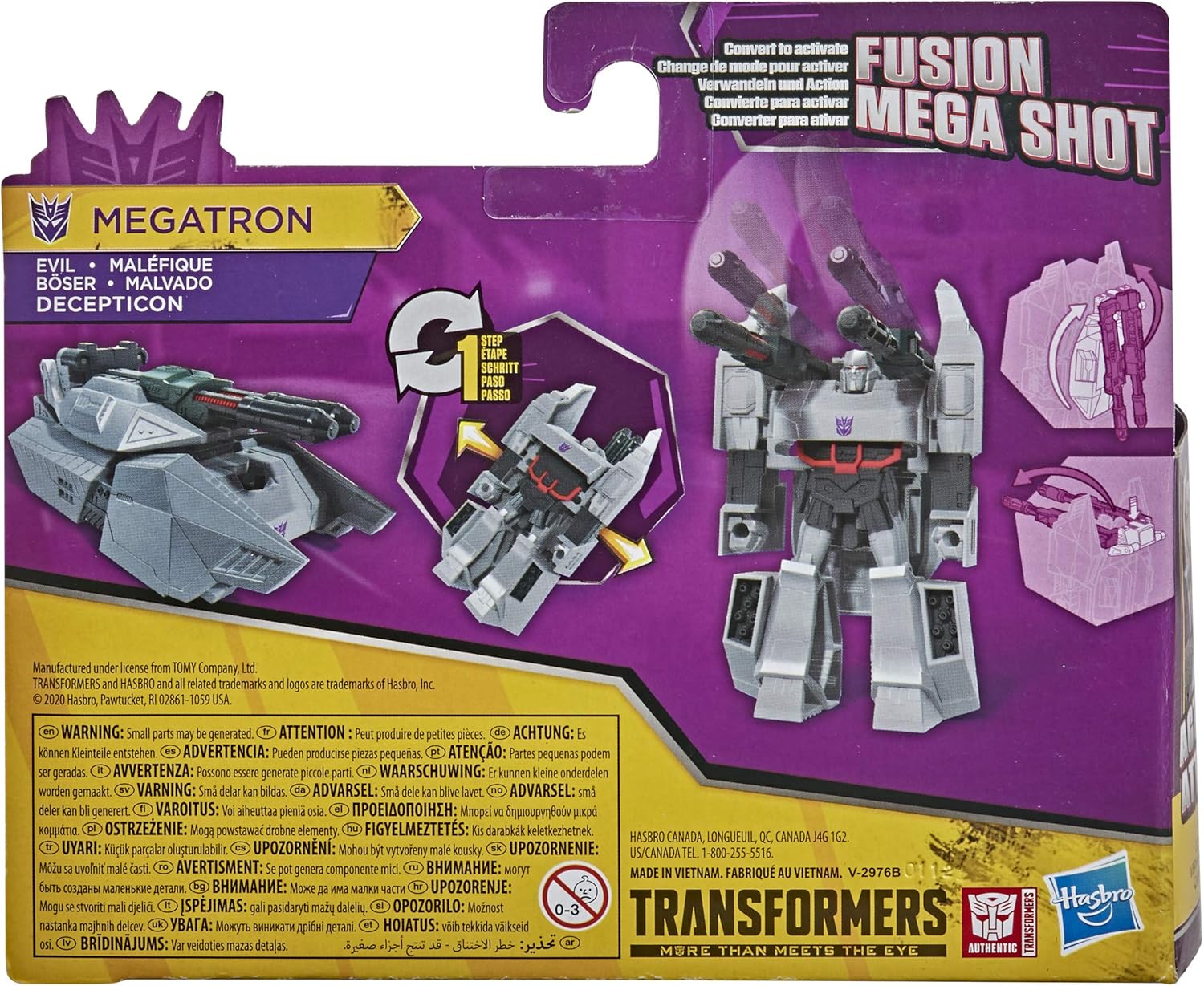 Transformers Bumblebee Cyberverse Adventures Toys Action Attackers: 1-Step Changer Megatron Action Figure, Kids Ages 6 and Up, 4.25-inch