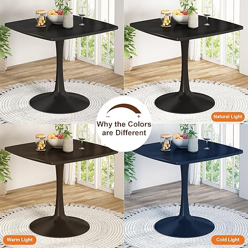 Miniatura 8 de Recaceik Mesa de comedor cuadrada para 2-4 personas, mesa de cocina de tulipanes de 32 pulgadas con base de pedestal para mesa de cocina y comedor,