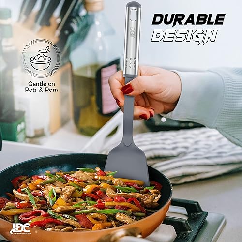 Miniatura 4 de LDC - Juego de utensilios de cocina sin BPA, grado alimenticio, juego de cocina antiadherente resistente al calor con asas de acero inoxidable,